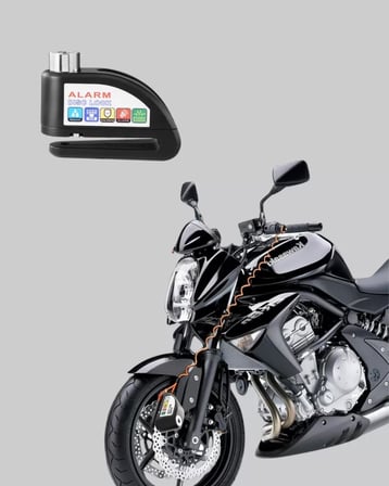 Titreşim Sensörlü Alarmlı Motosiklet Disk Kilidi 14mm Çelik Çift Kilitleme