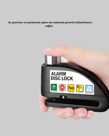 110 dB Alarmlı Disk Fren Kilidi Su Geçirmez Çelik Gövde Motosiklet Güvenlik