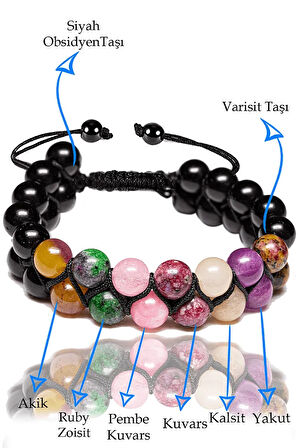 Sertifikalı Boğa Burcu Doğal Taş Bileklik - Makrome