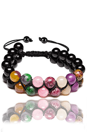 Sertifikalı Boğa Burcu Doğal Taş Bileklik - Makrome