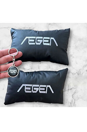Fiat Egea Nakışlı Deri 1 Çift Boyun Yastık Ve Çift Yönlü 1 Adet Metal Anahtarlık
