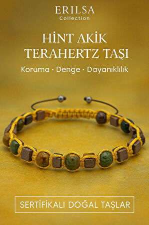 Sertifikalı Premium Hint Akik ve Terahertz Taşı Bileklik – Denge, Koruma ve Güç Veren Takı