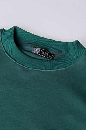 Unisex Turuncu Oversize Şardonlu Bisiklet Yaka Sweatshirt