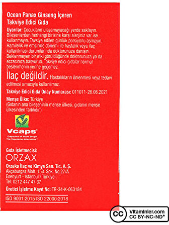 Ocean Panax Ginseng 60 Kapsül