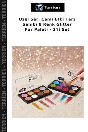 Özel Seri Canlı Etki Tarz Sahibi 8 Renk Glitter Far Paleti - 2'li Set