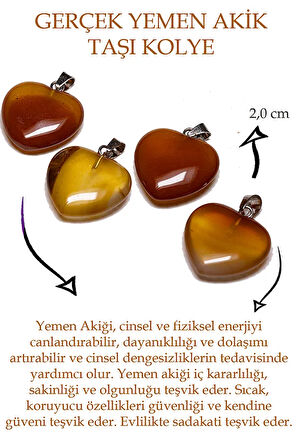 Sertifikalı Kalp Model Kırmızı Akik Taşı Kolye (YEMEN)