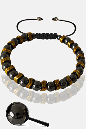 Sertifikalı Gold Hematit - Terahertz Taşı Bileklik (Ayarlamalı)