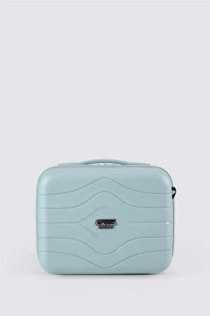 2'li Valiz Seti V.CCS5242 Mavi Kırılmaz Valiz Orta Boy Ve Makyaj Çantası