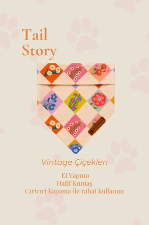 Kedi-Köpek Fuları, Hafif Ve Narin Kumaş, El Yapımı, Tüm Irklar İçin İdeal, Vintage Çiçek Desenli Kedi/Köpek Fuları
