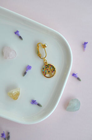 Hayat Ağacı Figürlü Deliksiz Göbek Piercingi