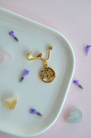 Hayat Ağacı Figürlü Deliksiz Göbek Piercingi