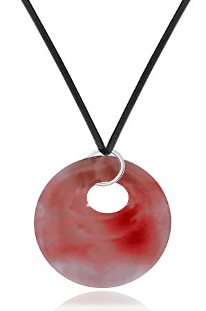 Sertifikalı Deri İpli Doğal Gül Kuvars Taşı Kolye