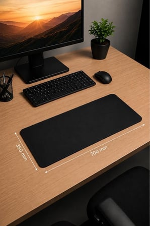 Çalışma Pedi Kaymaz Örtü Ofis Örtüsü Oyuncu Klavye Fare Altlığı 350*700MM Siyah