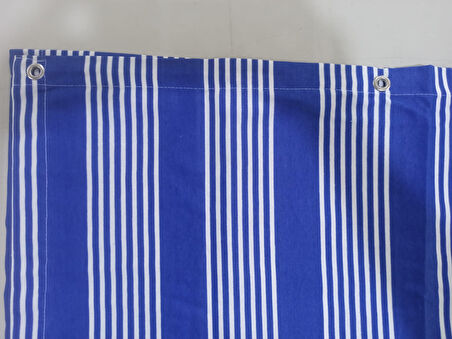 CEYLAN Home Balkon Perdesi Kuş Gözü Ölçü Seçenekli Mavi İnce Çizgili