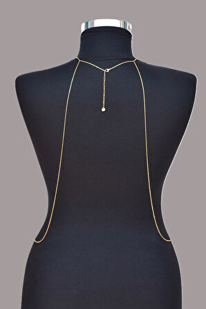 Kuzey Yıldızı Figürlü Çelik Vücut Zinciri Body Chain Gold Renk