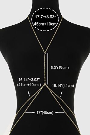 Çelik İnce Zincir Vücut Kolyesi Body Chain Çelik Vücut Zinciri Gold Renk