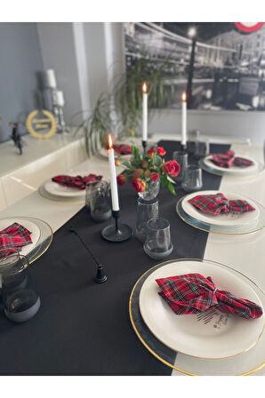 Thick Linen Siyah Dertsiz Uzun Runner