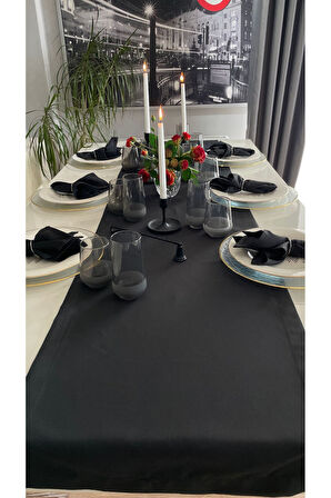 Thick Linen Siyah Dertsiz Uzun Runner