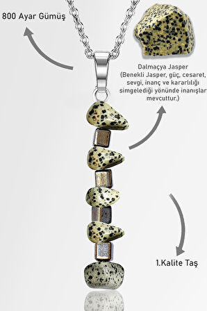 Sertifikalı AAA+ Kırık Taşlı Model Dalmaçya Benekli Jasper Taşı Kolye