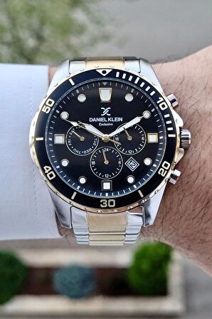 Daniel Klein DKISTE1059 Gold Gümüş Renk İç Göstrgeleri Aktif Hediye Paketli Erkek Kol Saati