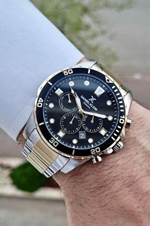 Daniel Klein DKISTE1059 Gold Gümüş Renk İç Göstrgeleri Aktif Hediye Paketli Erkek Kol Saati
