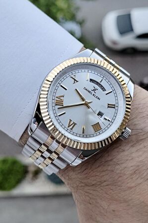 Daniel Klein DKISTE586 Gold Gümüş Renk Takvim ve Gün Fonksiyonlu Erkek Kol Saati
