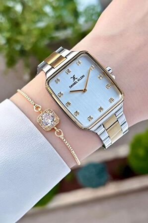 Daniel Klein DKISTE1107 Gold Gümüş Renk Hediye Paketli Kadın Kol Saati ve Bileklik
