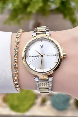 Daniel Klein DKISTE158 Premium Gold Gümüş Renk Kadın Kol Saati Ve Bileklik