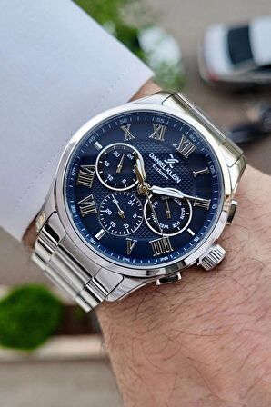 Daniel Klein DKISTE1104 Kadranı Lacivert Kordonu Gümüş Renk Göstergeleri Aktif Hediye Paketli Erkek Kol Saati