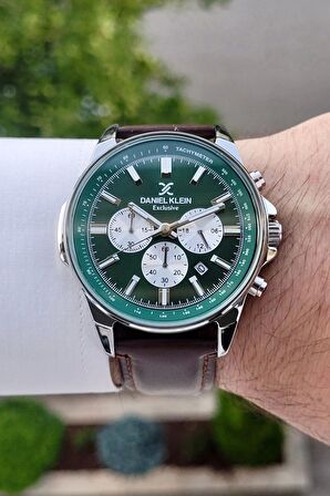 Daniel Klein DKISTE1200 Kasası Gümüş Kordonu Kahverengi Renk Hediye Paketli Kronometreli Erkek Kol Saati