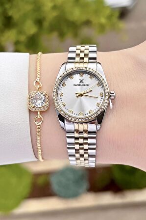Daniel Klein DKISTE1184 Gold Gümüş Renk Hediye Paketli Kadın Kol Saati ve Bileklik