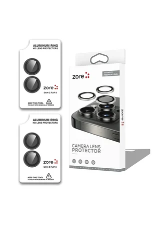 Vendas Galaxy Z Flip 8 Zore CL-12 Premium Safir Parmak İzi Bırakmayan Anti-Reflective Kamera Lens Koruyucu 2 Adet