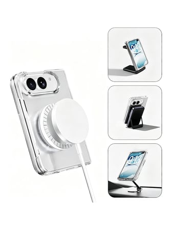 Vendas iPhone Duo Kılıf Vendas M-safe Şarj Özellikli Şeffaf Kamera Çerçeveli Porto Kapak + Safir Kamera Lens Koruyucu