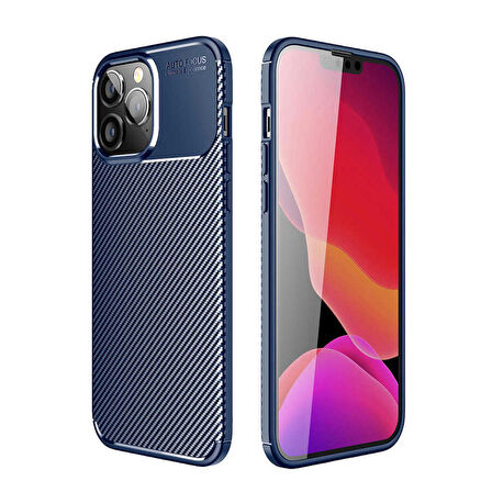 Vendas iPhone 14 Pro Max (14 Pro Max Uyumlu) Deep Dizayn Auto Focus Tasarımlı Karbon Dizayn Kılıf + Cam Ekran Koruyucu