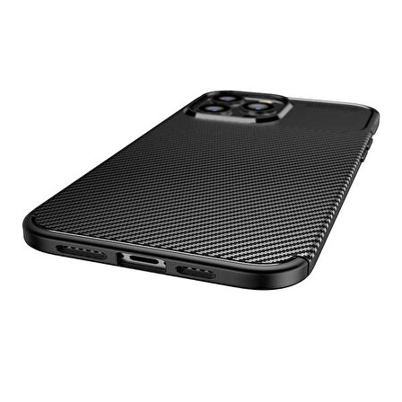 Vendas iPhone 14 Pro Max (14 Pro Max Uyumlu) Deep Dizayn Auto Focus Tasarımlı Karbon Dizayn Kılıf + Seramik Nano Ekran Koruyucu