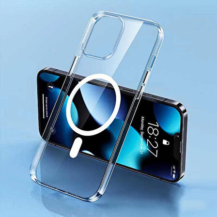 Vendas iPhone 14 (iPhone 14 Uyumlu) Tacsafe Wireless Destekli Hard Silikon Kılıf + Cam Ekran Koruyucu