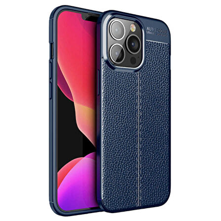 Vendas iPhone 14 Pro Max (14 Pro Max Uyumlu) Deri Desenli Niss Dikiş Tasarımlı Darbe Dirençli Silikon Kılıf + Seramik Nano Ekran Koruyucu