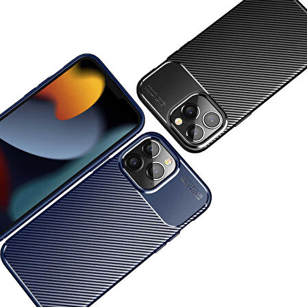 Vendas iPhone 14 Pro Max Uyumlu Karbon Fiber Tasarımlı Kamera Çıkıntılı Darbe Dirençli Kılıf