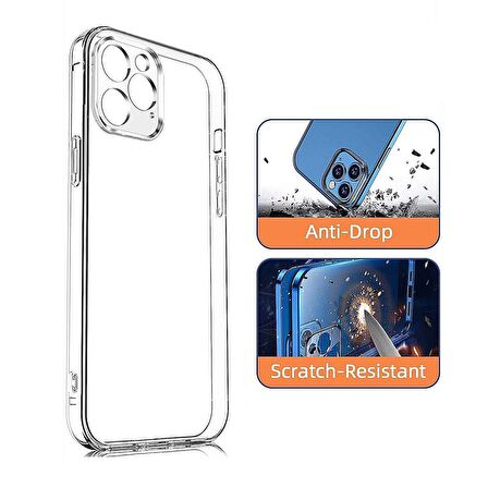 Vendas iPhone 14 Pro Max Uyumlu (14 Pro Max) Simple Serisi Kamera Korumalı Soft Şeffaf Silikon Kılıf + Seramik Nano Ekran Koruyucu