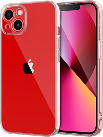 Vendas iPhone 14 Uyumlu (iPhone 14) Simple Serisi Kamera Korumalı Soft Şeffaf Silikon Kılıf + Seramik Nano Ekran Koruyucu