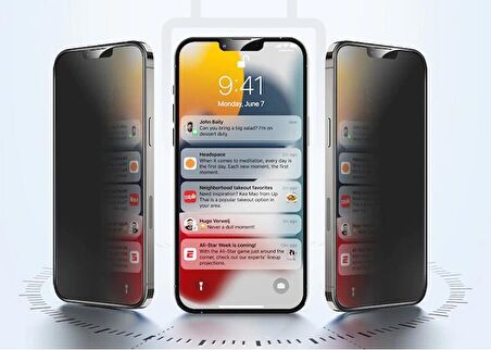 Vendas iPhone 14 Pro Max Uyumlu Privacy Hayalet Temperli Cam Ekran Koruyucu