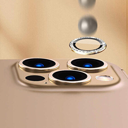 Vendas iPhone 14 Pro Max Uyumlu (14 Pro Max) Lins Serisi Fashion Taşlı Kamera Lens Koruyucu