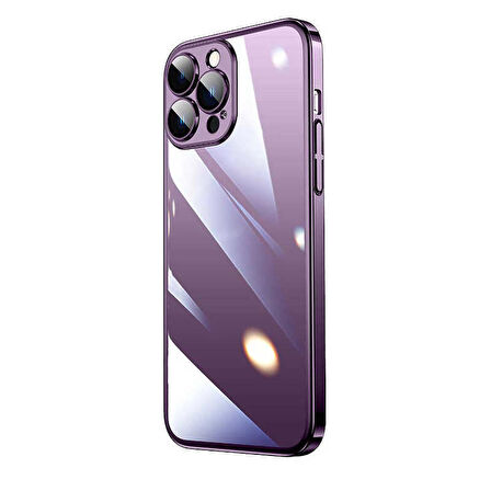 Vendas iPhone 14 Pro Max Uyumlu (14 Pro Max) Pilas Serisi Elektroplated Sert PC Renkli Çerçeveli Silikon Kılıf