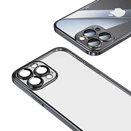 Vendas iPhone 14 Pro Uyumlu (14 Pro) Pilas Serisi Elektroplated Sert PC Renkli Çerçeveli Silikon Kılıf