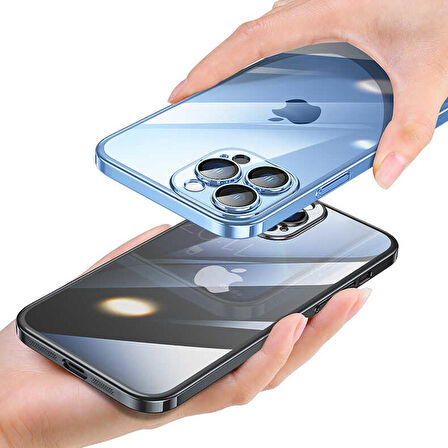 Vendas iPhone 14 Pro Uyumlu (14 Pro) Pilas Serisi Elektroplated Sert PC Renkli Çerçeveli Silikon Kılıf
