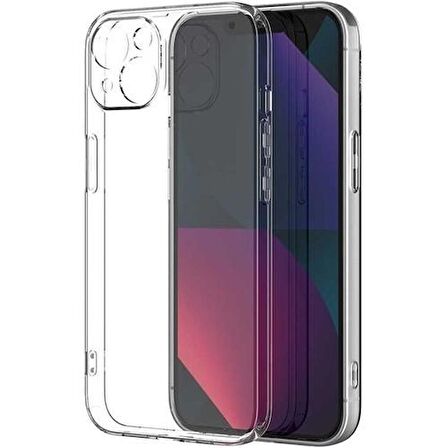 Vendas iPhone 14 Uyumlu ( iPhone 14 ) Fora Serisi Kamera Korumalı Soft Şeffaf Silikon Kılıf + Cam Ekran Koruyucu