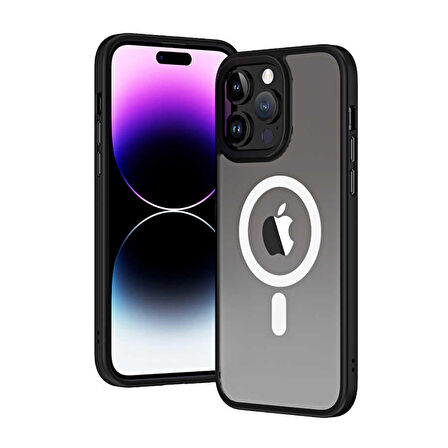 Vendas iPhone 14 Pro Max Uyumlu (14 Pro Max) Hybrid Magsafe Wireless Şarj Destekli Magic Smooth Silikon Kılıf