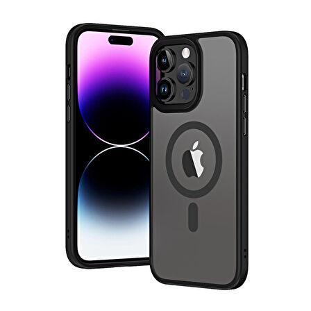 Vendas iPhone 14 Pro Max Uyumlu (14 Pro Max) Hybrid Magsafe Wireless Şarj Destekli Magic Smooth Silikon Kılıf