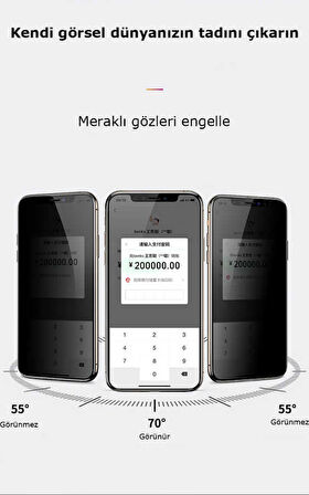 Vendas iPhone 14 Pro Max Uyumlu (14 Pro Max) Korp Privacy Hayalet Cam Ekran Koruyucu