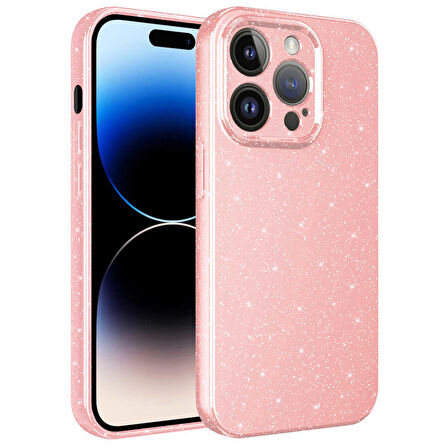 Vendas iPhone 14 Pro Uyumlu (14 Pro) Koton Serisi Kamera Korumalı Simli Lüks Silikon Kılıf